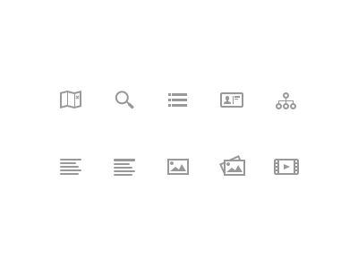 More icons icons lists map pictures profile related search video
