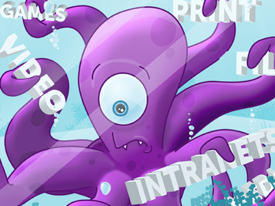 Ad Monster ad agency alien octopus one eye purple