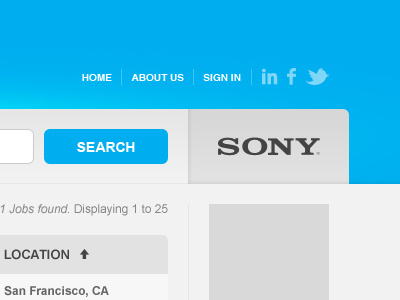 Job Search Site blue clean gray minimal nav simple ui ux website white