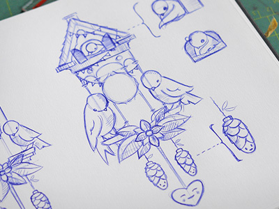 cuckoo’s clok birth announcement drawing illustration sketch