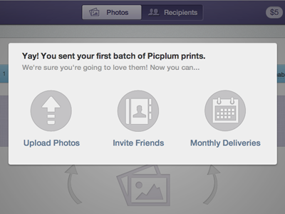 Picplum Modal (after you send your first batch) modal picplum