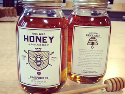 Bee Labels (almost done) bee dipper hive honey jar label raspberry