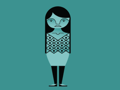 Black and Blue blue girl illustration