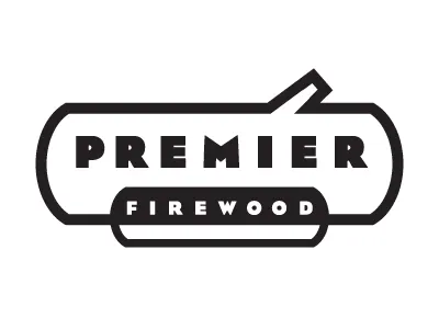 Premier Firewood art deco black and white bold chunky eagle flat line log logo minimal simple type typography woof