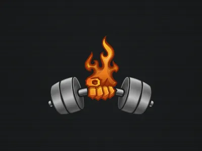 JCD Fitness Logo Orange Version app beautiful blue cool cursive design dumbbell fitness flame hand icon identity illustration logo