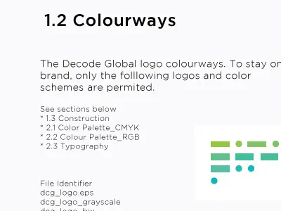 Decode Global_1.2 Colourways branding coding flag global guidelines henry morse identity logo non profit