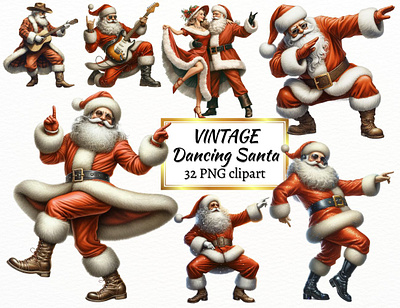 Vintage dancing Santa