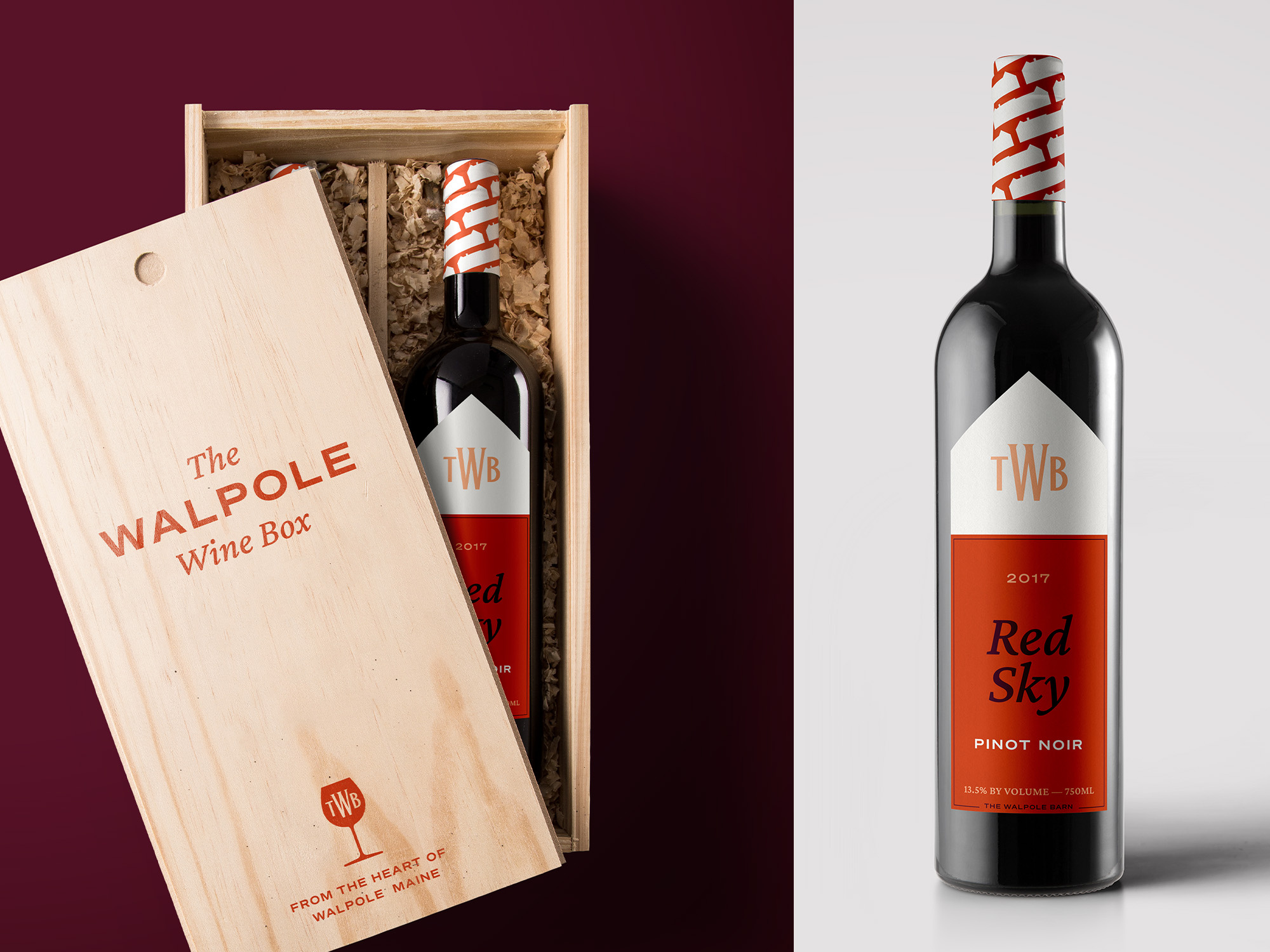Walpole Barn Wine Labels beverage cpg design elegant label packaging red upscale white wine