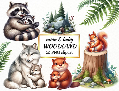 Woodland mom and baby