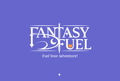 Fantasy Fuel logotype custom lettering custom type dungeons and dragons fantasy fireball gaming health high fantasy lettering logotype magic potion star sword typography water bottle