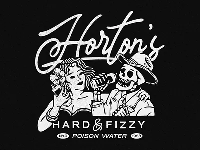 "Hard & Fizzy Poison Water" for Horton bottle design branding can design cowboy dead inside graphic design illustration illustration studio no ghost stories seltzer skeleton tropical