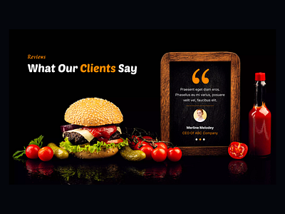 Testimonial Section – Client Love for BurgerHub branding burgerhub customer experience dark theme figma design food website foodwebsite graphic design minimalist design restaurant web design restaurant website restaurantwebsite testimonial section testimonialsection ui ui ux creatives ui ux design uiuxdesign web design webdesign