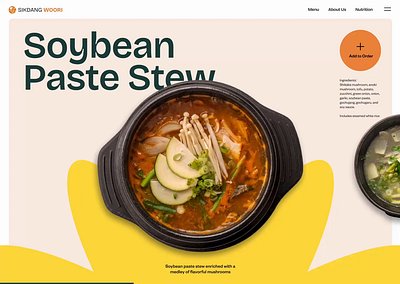 Sikdang Woori carousel concept animation carousel carousel concept cute website design design design experiment figma food website motion design restaurant website typography ui ui design website design