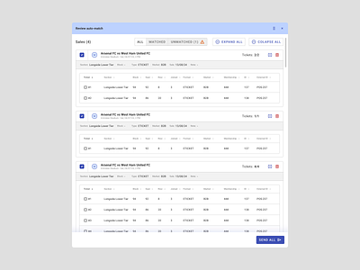 Send All Modal button checkbox design edit flat interface list modal modern navigation review saas scroll segmented table tickets ui ux web website