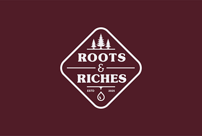 Roots & Riches - badge logo design americana badge design badge logo classic forestry industrial modern badge logo oil petrol petrol station pine retro spruce tree vintage