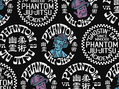 Badges for Phantom Jiu Jitsu badge badge design badge designer badges design ghost illustration jiu jitsu kanji logo no ghost stories phantom typography typography badge vector vintage