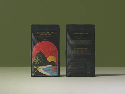 Hawaiian Bliss Coffee Package branding design graphic design illustration logo mockup package design vector visual design