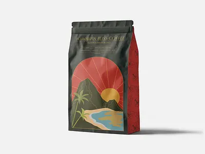 Hawaiian Bliss Coffee Package branding design graphic design illustration logo mockup package design vector visual design