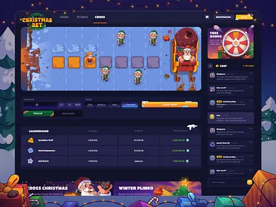 Christmas Bet: Cross game (Christmas Event) bet betting casino casino game christmas cross dark interface elves gambling game game interface illustration product design santa claus ui uiux web design