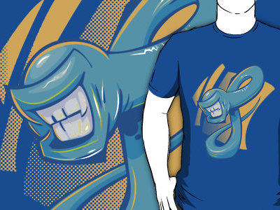 Sliither blue cartoon character grin snake t shirt