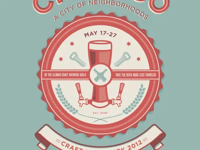 Chicago's craft beer week poster beer chicago emblem icon logo