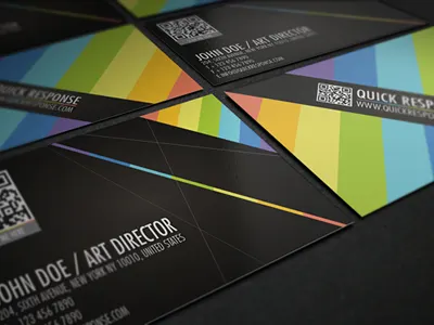 Qr Code Quick Response Business Card black card brand branding business business card card clean colorful colorful business card colors corporate corporate business card creative business card detail business card futura landscape minimalism modern name card pixel portfolio card print ready professional professional card qr business card qr code quick response rainbow card