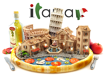 Italia city illustration italia pizza