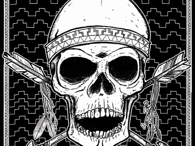 Skeletinjun bob motown drawing hand drawn native american skull