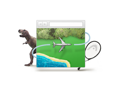Web design teaser collage dinosaur illustration teaser techdesign tennis web