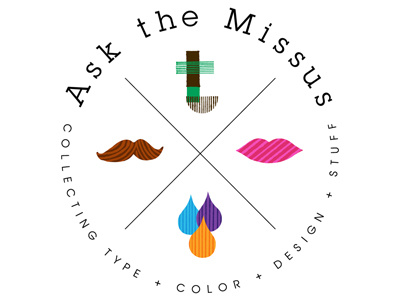 Ask The Missus Logo ask the missus blog colorful droplets fun illustration lips logo moustache