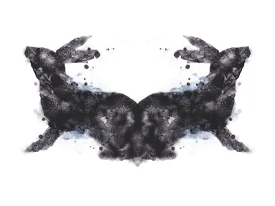 Debbie's Graduation Invite dan kuhlken ink blot rabbit rorschach silhouette