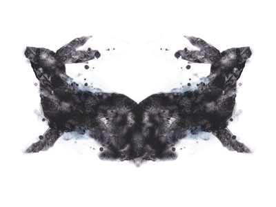 Debbie's Graduation Invite dan kuhlken ink blot rabbit rorschach silhouette