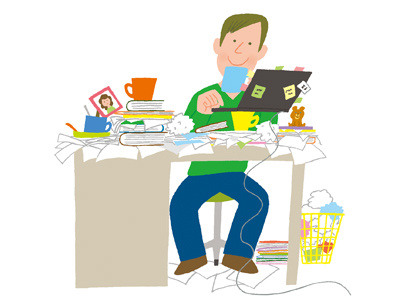 (no title) boy desk illustration man mess office photoshop