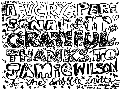 Thankyou fun illustration jamie wilson messy personal scribble