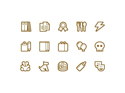 Symbolicons Line award baby balloons books bottle dog icon icons lightning paper pixel ribbon skull symbolicons symbols teddy utensils