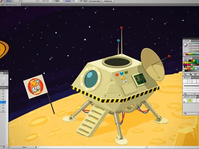 OLD PROGRESS book capsule character illustration kids moon old cartoon space vector wolf em