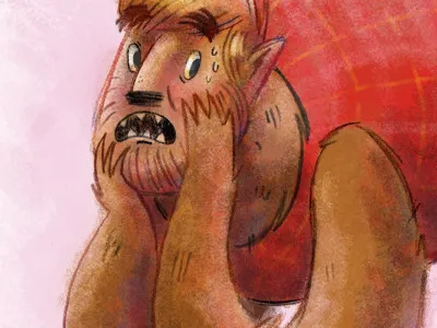 Wolf Man digital halloween illustration kassandra heller man scared werewolf