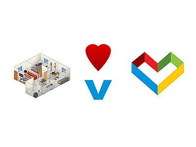 Logo concept A color concept heart icon logo room