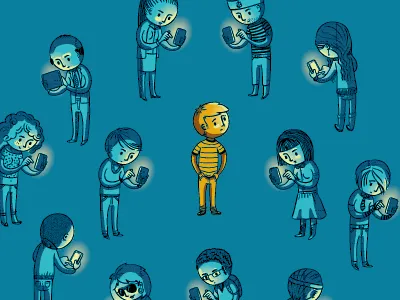 I feel alone (final) character color head illustration illustrator vector