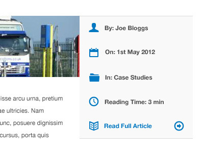 Blog Post Metadata blog design blue icons web design