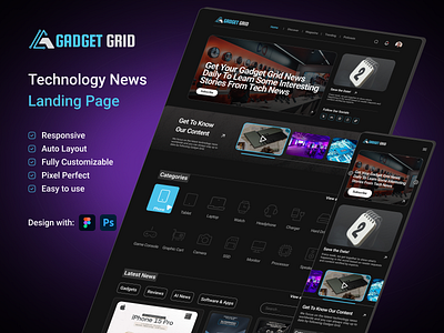 Tech News Blog Homepage Design 3d animation branding graphic design ui