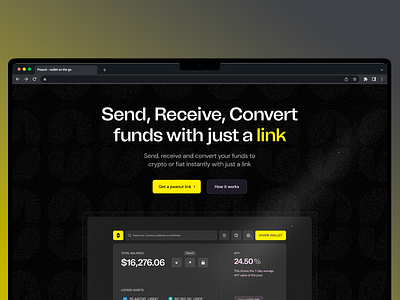 Website Crypto Simplified Wallet Link blockchain tech crypto exchange crypto wallet dark theme dashboard ui digital currency easy transactions financial app funds transfer link sharing minimalistic style modern design online finance payment gateway user friendly user interface wallet design web design website yellow highlights