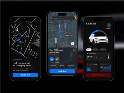 EV Charging Station App - Concept 3d ai app automobile automotive booking dark drive electric car ev figma interface luxury saas scan sport car tesla trending ui ux web