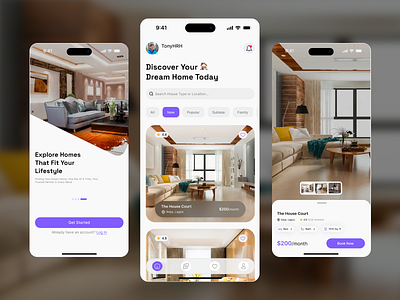 Dream Home Finder: UI/UX Concept booking clean visuals dream home app elegant layout home booking ux home discovery house interactive interface interior showcase minimal aesthetics mobile application modern design real estate app real estate ui smart features ui design ui ux user friendly interface ux design ux innovation