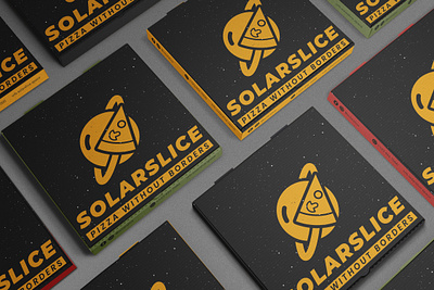 Solarslice Branded Pizza Box box cosmic theme.