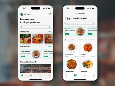 Food Delivery App UI Design app functionality categories clean design culinary exploration digital dining food app food delivery food service healthy meals meal mobile app mobile ui modern design modern ui responsive design ui design user friendly user interface ux design ux ui