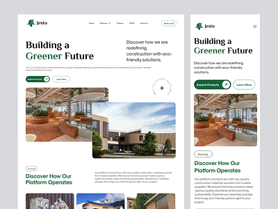 Eco-Friendly Construction Products construction industry eco friendly landingpage mobile friendly ui modern architecture modern web design nature inspired design responsive design sustainable architecture sustainable design web ui