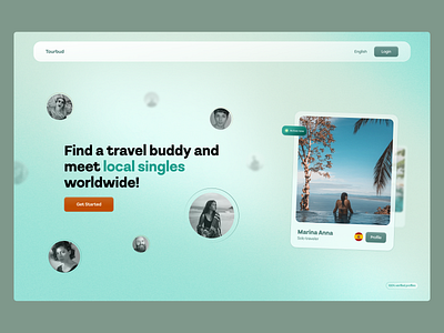 TourBud - Find Travel Buddy Website call to action card cards design hero travel uxui webdesign website