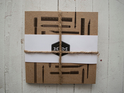 Handmade - CD Package black brown cardboard cd illustration ink packaging print screen sleeve string twine white wood