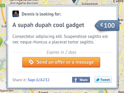 Saper.li request popup button cta orange pop popup request up